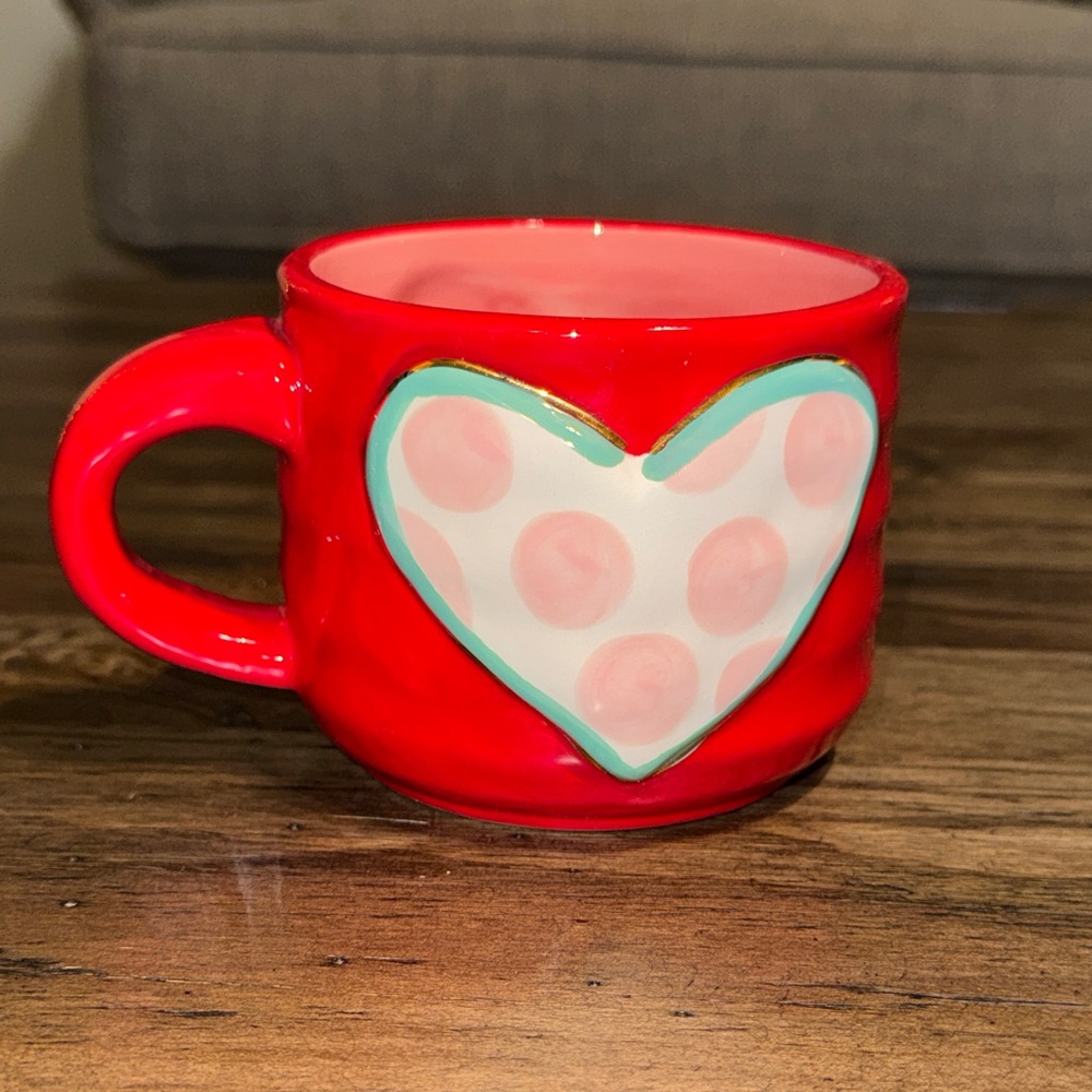 Glory Haus Red tea/coffee mug/cup heart love Valentine’s red/pink/blue/white